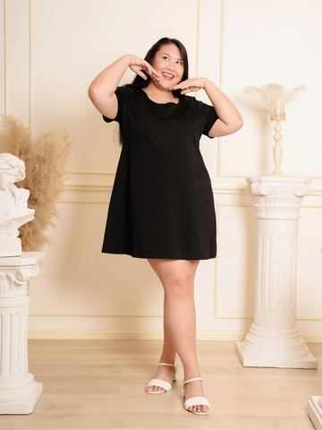 LIVELEE Back Ribbon Casual Black Short Dress