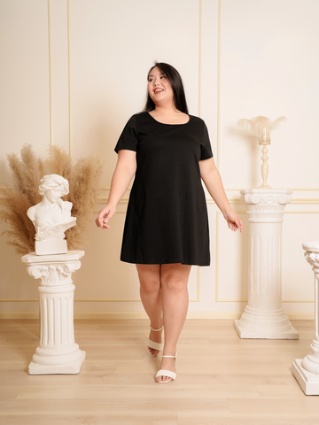 LIVELEE Back Ribbon Casual Black Short Dress