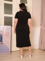 MACKENZIE Side Slit Stretchable Black Dress