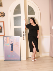 MACKENZIE Side Slit Stretchable Black Dress