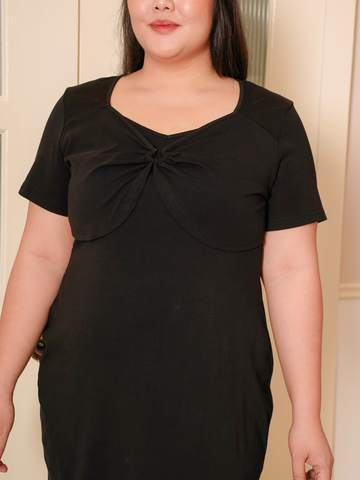 MACKENZIE Side Slit Stretchable Black Dress