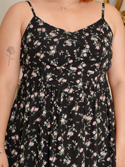 MAGNOLIA Black Floral Chiffon Sleeveless Dress