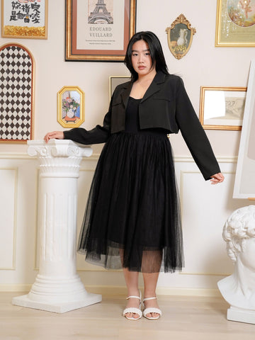 MICHI Work Lapel Crop Blazar Top