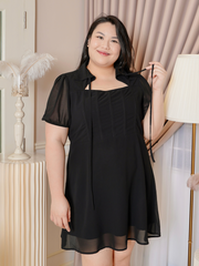 MINNIE Black Chiffon Corset Dress