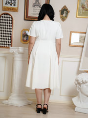 OPAL Plain White Flare Hem Midi Dress