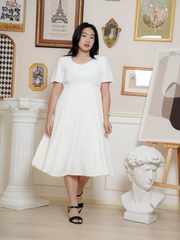 OPAL Plain White Flare Hem Midi Dress