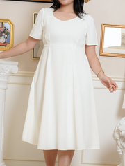 OPAL Plain White Flare Hem Midi Dress