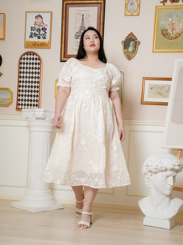 PIERCE Embroidery Puff Sleeve Dress