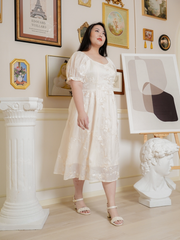PIERCE Embroidery Puff Sleeve Dress
