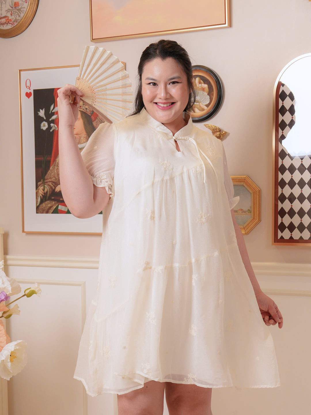 SORA Beige Chiffon Cheongsam Qipao Dress – Curvery