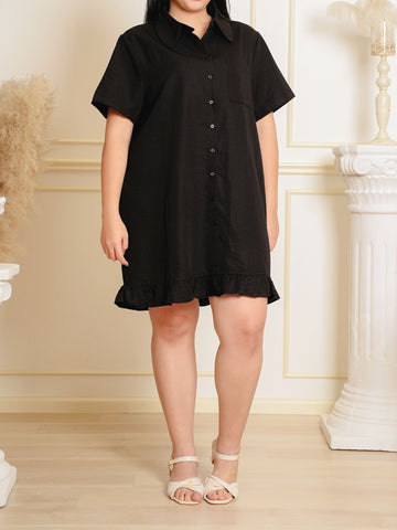 STEVIE Button Front Lapel Collar Casual Dress
