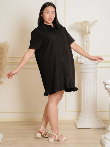 STEVIE Button Front Lapel Collar Casual Dress