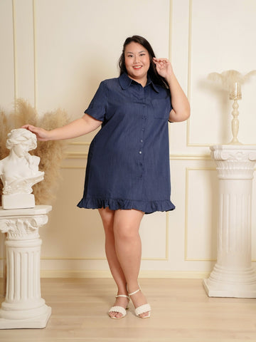 STEVIE Button Front Lapel Collar Casual Dress