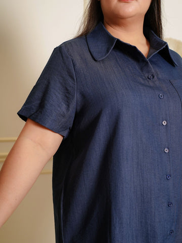 STEVIE Button Front Lapel Collar Casual Dress