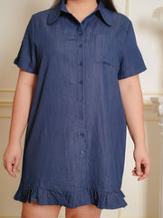 STEVIE Button Front Lapel Collar Casual Dress