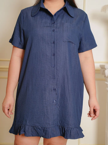 STEVIE Button Front Lapel Collar Casual Dress