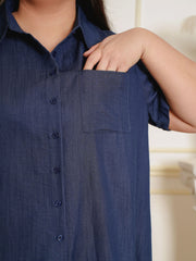 STEVIE Button Front Lapel Collar Casual Dress