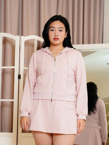 TESSA Pink Long Sleeve Hoodie Skort Set Wear