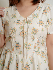 VENESSA V-Neckline Floral Short Flare Dress