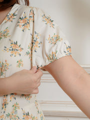 VENESSA V-Neckline Floral Short Flare Dress