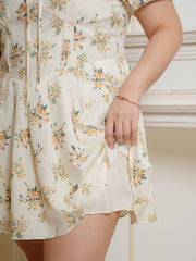 VENESSA V-Neckline Floral Short Flare Dress