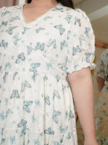 VERDES Butterfly Prints Flare Dress