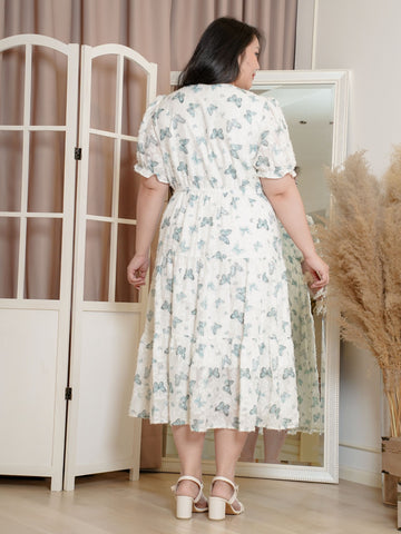 VERDES Butterfly Prints Flare Dress
