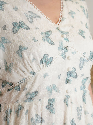 VERDES Butterfly Prints Flare Dress