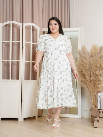 VERDES Butterfly Prints Flare Dress