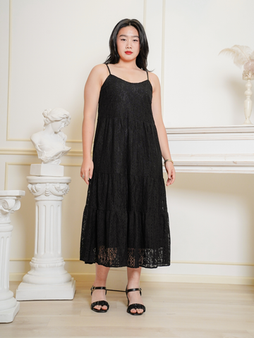 VICTORIA Sleeveless Lace Maxi Tiered Dress