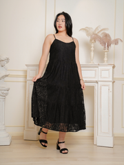 VICTORIA Sleeveless Lace Maxi Tiered Dress