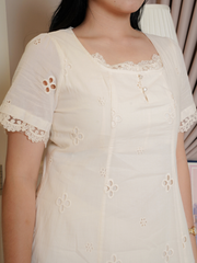 ZOSIA Beige Lace Eyelet Beige Short Dress