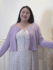CAMILLE Floral Printed With Cardigan Set Long Dress