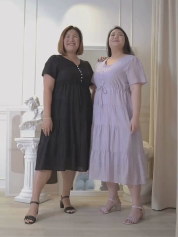 PAMELA Drawstring V Neckline Maxi Dress