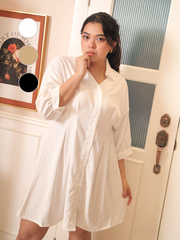 CEZANNE Side Pleated Drop Shoulder Dress