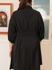 CEZANNE Side Pleated Drop Shoulder Dress