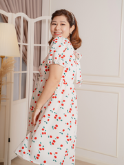 CHERRY Empire Waist Pearls Neckline Dress