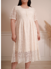DAPHNE Pearl Neckline Engagement Lace Elegant Maxi Dress