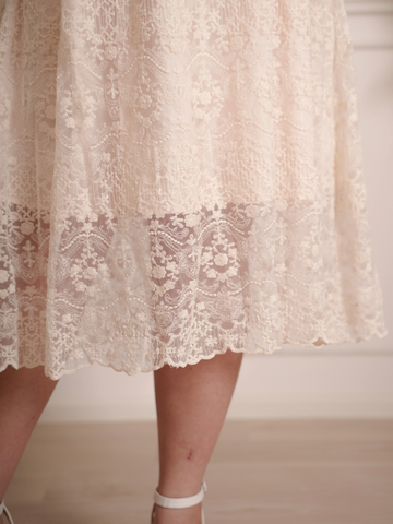 DAPHNE Pearl Neckline Engagement Lace Elegant Maxi Dress