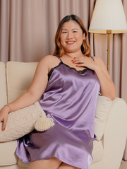 GLORIA Satin Lace Back Chemise Night Dress