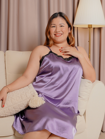 GLORIA Satin Lace Back Chemise Night Dress