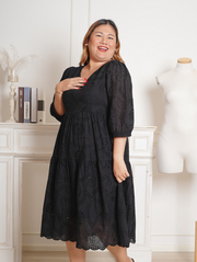 NAIA Eyelet Bohemian Flare Hem Dress