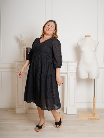 NAIA Eyelet Bohemian Flare Hem Dress