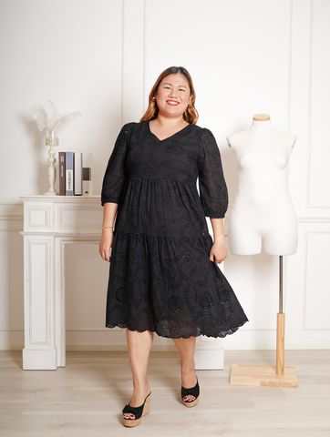 NAIA Eyelet Bohemian Flare Hem Dress
