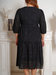 NAIA Eyelet Bohemian Flare Hem Dress
