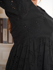 NAIA Eyelet Bohemian Flare Hem Dress