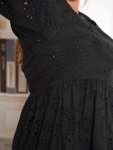 NAIA Eyelet Bohemian Flare Hem Dress