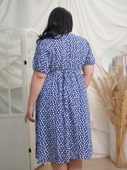 TATIANA Daisy Prints Stretchable Waist Flounce Hem Dress