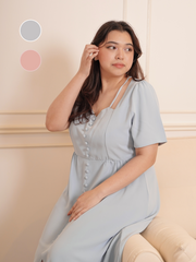 VALENTE Button Front With Slit Maxi Long Dress