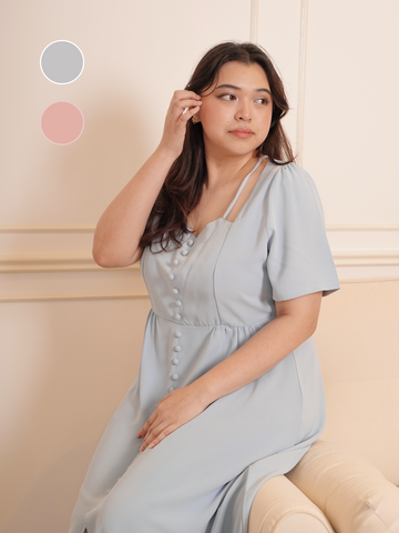 VALENTE Button Front With Slit Maxi Long Dress